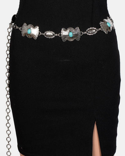 Turquoise Western Style Concho Chain Belt