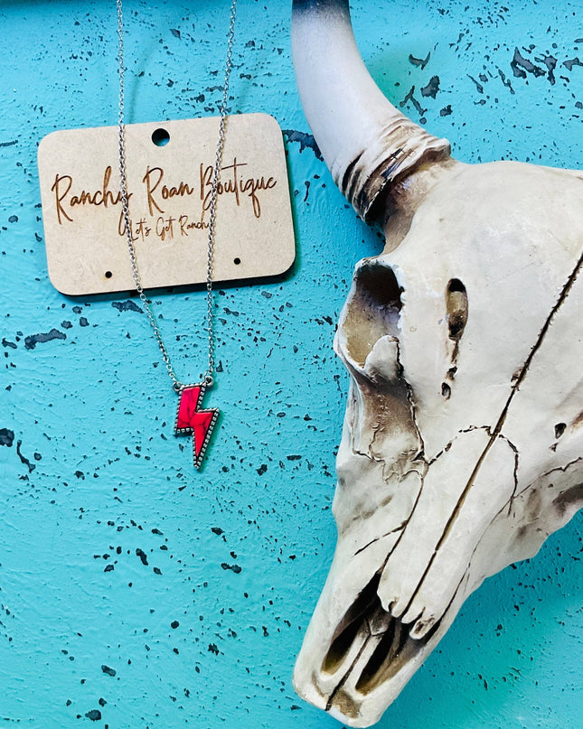 Thunder Bolt Pendant Red Turquoise Necklace