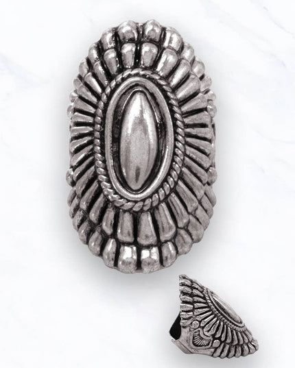 Antique Silver Oval Western Statement Ring