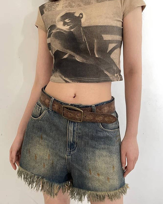 Retro Embossed Waistband ZK1372