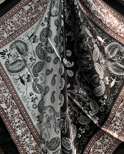 35X35" Two Tone Black Paisley Wild Rag / Scarf WR2559