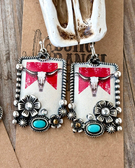 Western Style Pendant with Turquoise Stone Drop Earrings