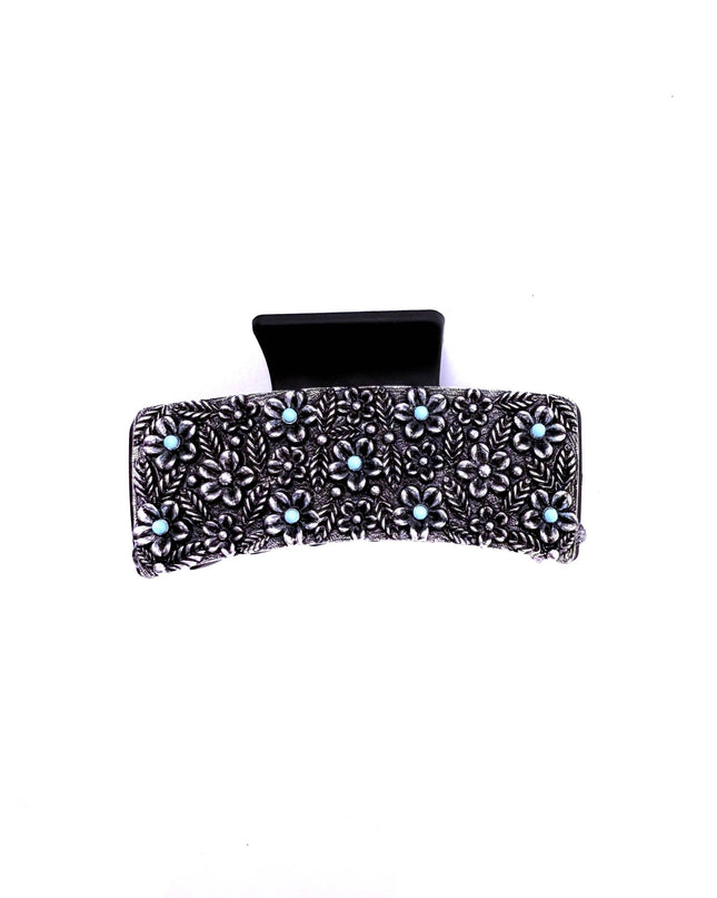 Western Flower Metal Plate Hair Claw