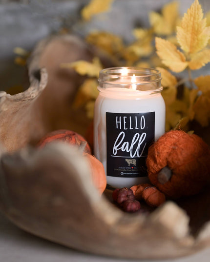 13 oz Mason Jar Fall Candle: Hello Fall