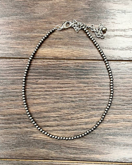737963, 15" Handmade 4mm Polish Navajo Bead Necklace
