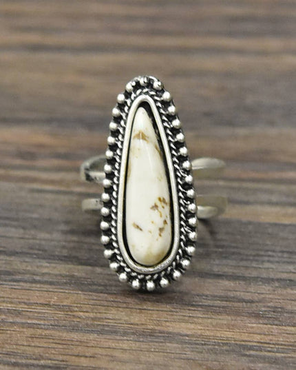 750264, 1.2" Western White Turquoise Adjustable Ring