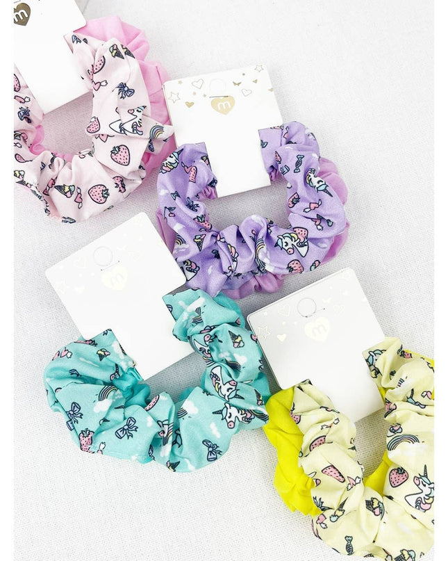 Unicorn Printed Kids Scunchie Set