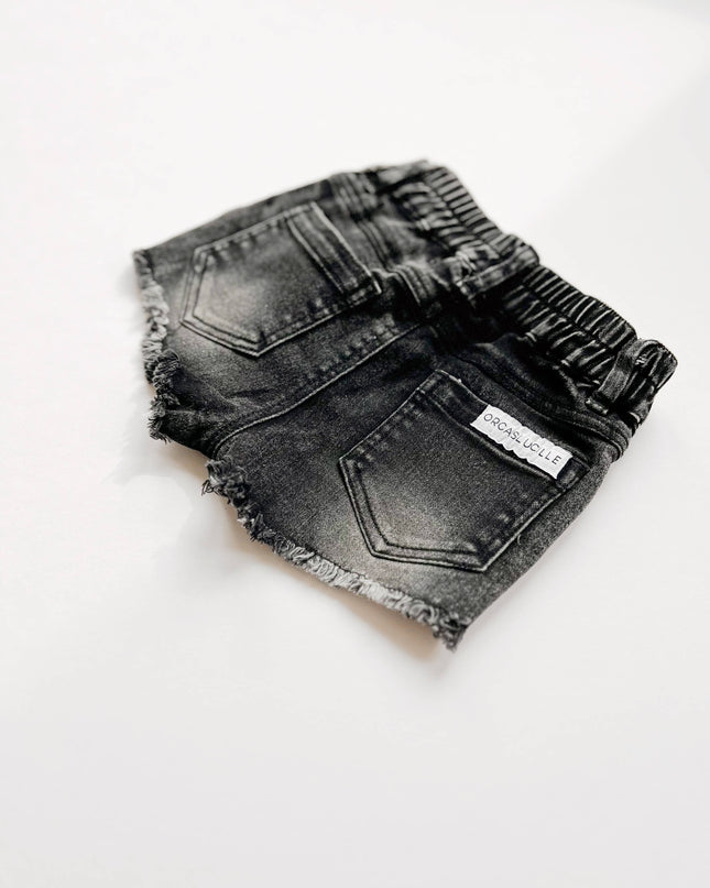 Girls Denim Shorts - Faded Black