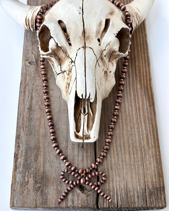 Navajo Style Pearl Bow Coquette Necklace