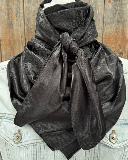 35X35" Black Jacquard Wild Rag / Scarf WR4050