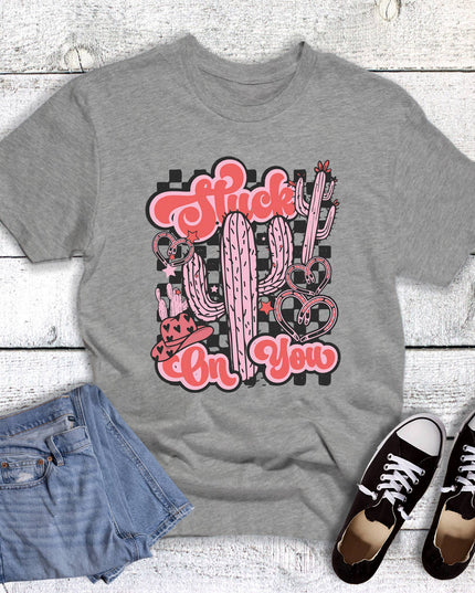 Valentine Western Cactus Stuck On You Graphic Tee