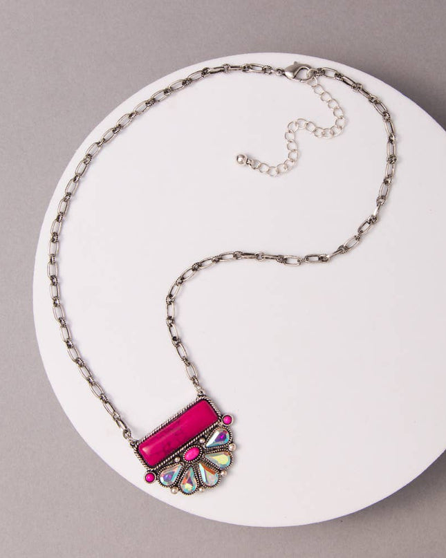 Western Turquoise Bar Pendant Necklace