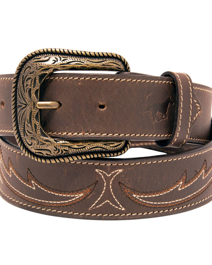 Stitched Top Grain Leather Belt