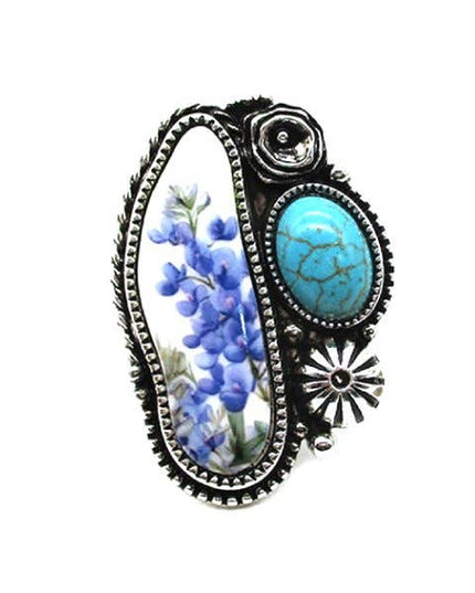 Western Blue Bonnet Cuff Ring
