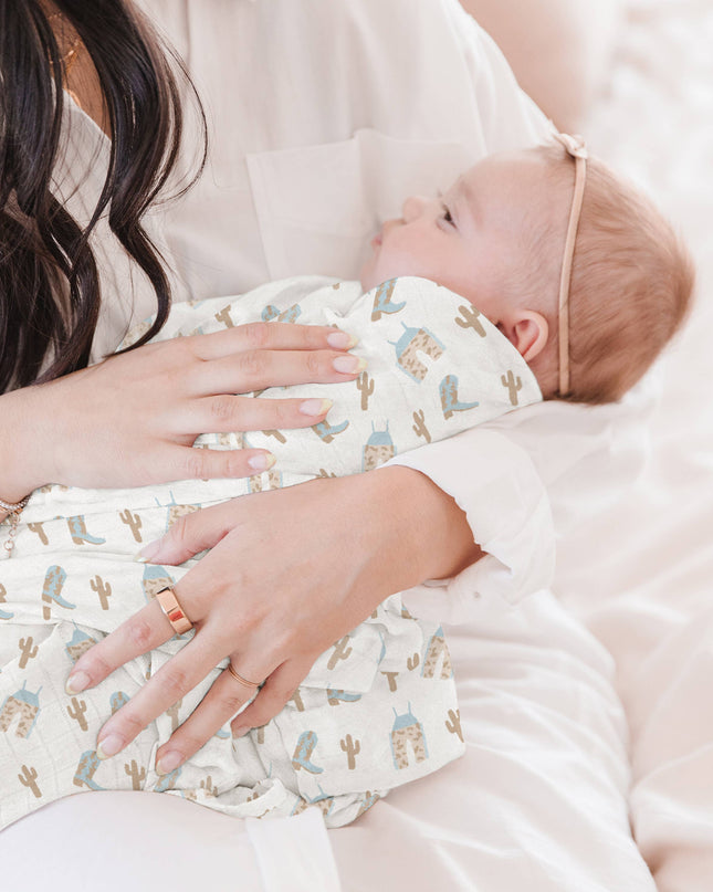 Swaddle Blanket Set Howdy Partner Blue