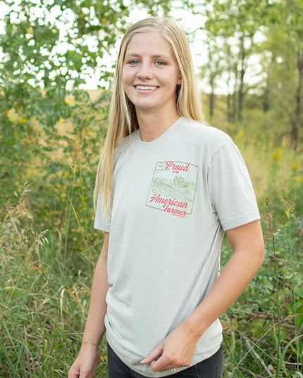 Western 'Proud American Farmer' Stone Graphic Tee