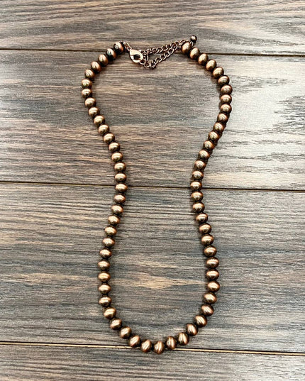 734399, 24" Handmade 10mm Copper Navajo Bead Necklace