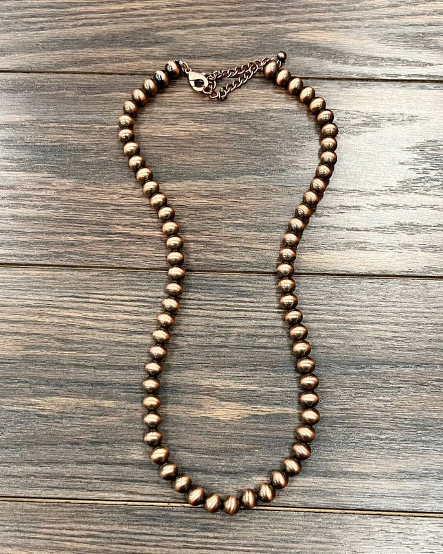 734399, 24" Handmade 10mm Copper Navajo Bead Necklace