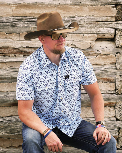 Prairie Ghost Rowdy Shirt | Light Blue Buffalo Pearl Snap