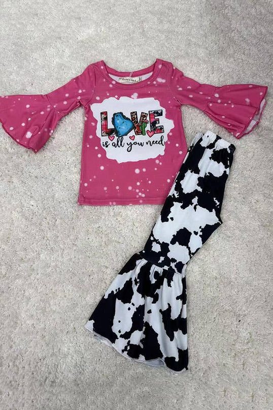 ”Love is all you need“ print top bottom girls set XCH0018-13