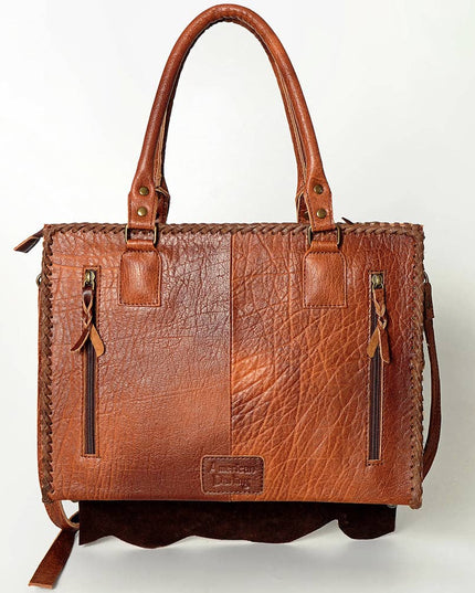 LC-ADBG615C Western Tote Bag with Diamond Patchwork Hair-On Hide and Leather Straps American Darling