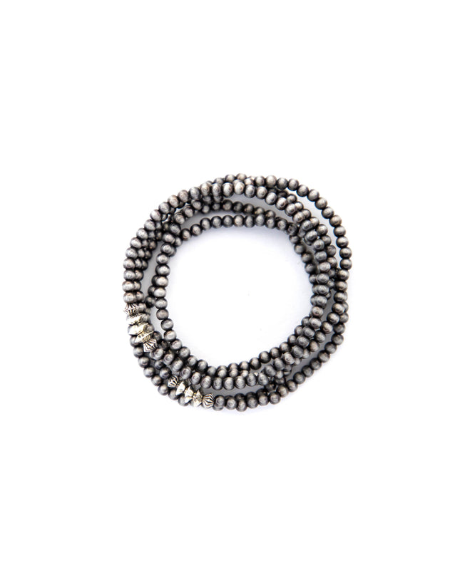 5 Strand Faux Navajo Pearl Bracelet w/ Silver Accents
