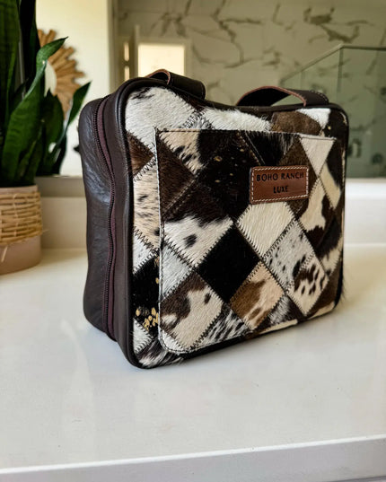 BOHO LUXE TRAVEL hanging bag Genuine HairOn leather toiletry