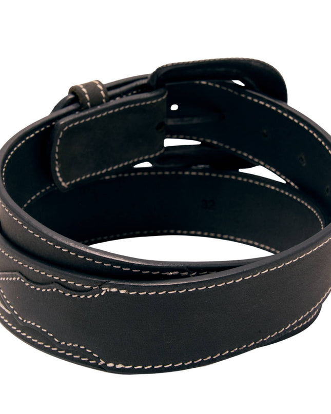 Stitched Top Grain Leather Belt