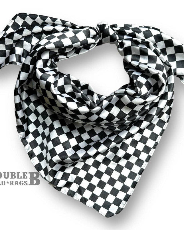WILD RAG Black and White Check Cowboy Western Neck Scarf Bandanna by Double B Wild Rags