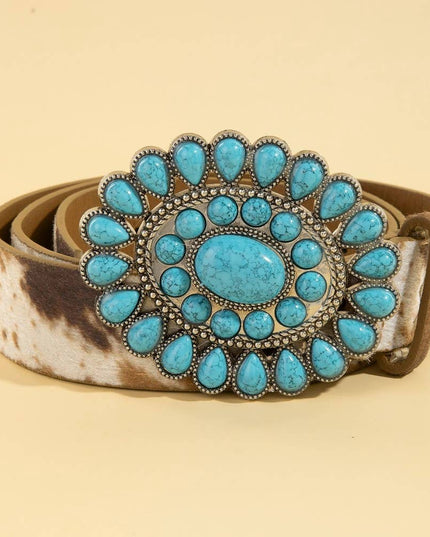 Western Concho Turquoise Stone Buckle Belt