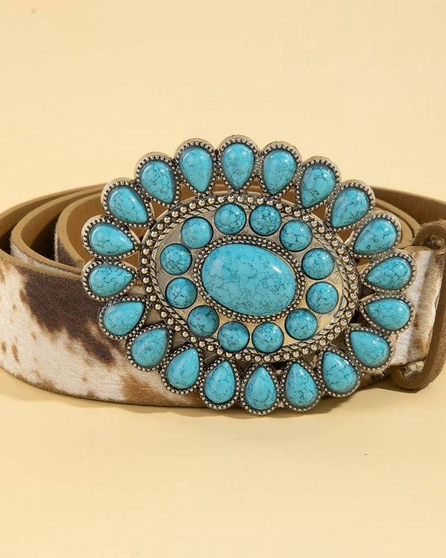 Western Concho Turquoise Stone Buckle Belt