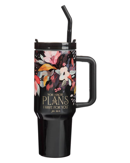 Tumbler w/straw SS Black Jer. 29:11