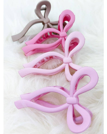 Assorted Pink and Taupe Shades of Bow Clip
