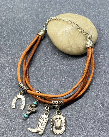 Western Style Charm Multi-Layer Artificial Leather  Bracelet - WJ