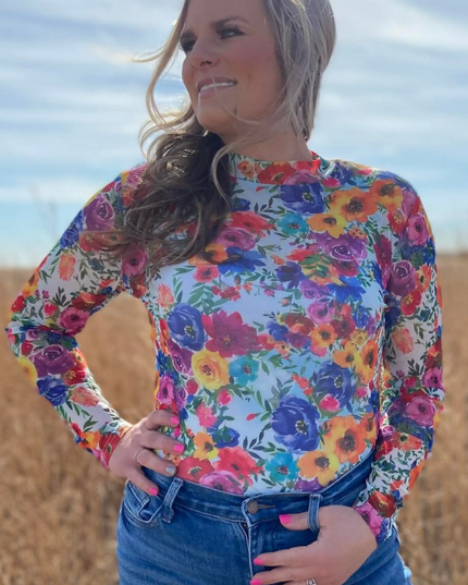 Country Kitchen Bloom Mesh Top