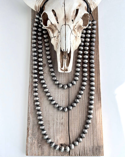 3 Layered Western Style 10mm Navajo Pearl Bead Necklace