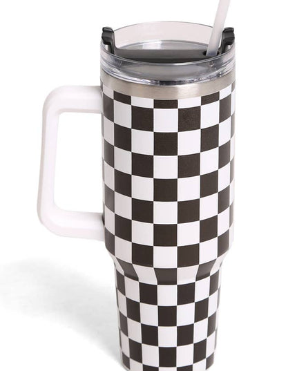 Checkered 40oz Handle Tumbler