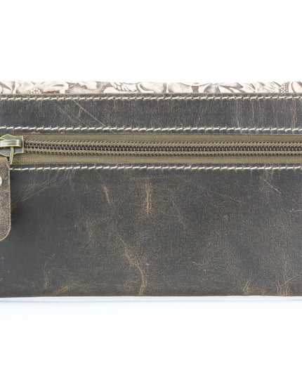 Women’s Brown Leather Leaf Clutch Wallet ABLW 18-2515