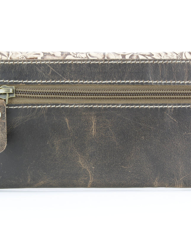 Women’s Brown Leather Leaf Clutch Wallet ABLW 18-2515