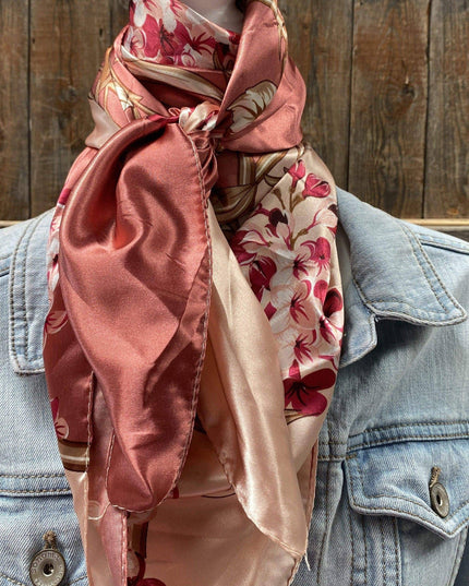 35X35" Raspberry Pink Floral Wild Rag/Scarf WR403