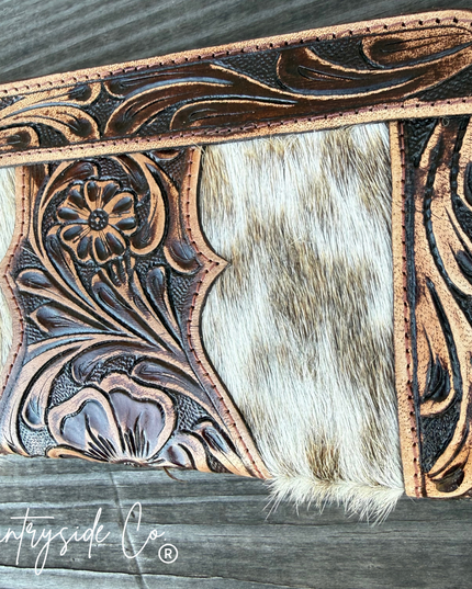 Adeline Cowhide Tooled Leather Wallet Wristlet