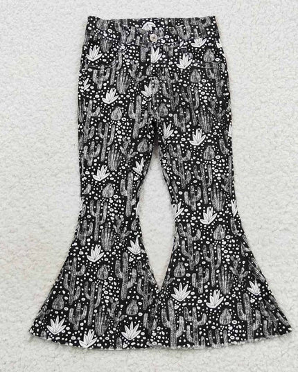 pink bow Baby Girls Western Bell Bottom Denim Jeans Pants