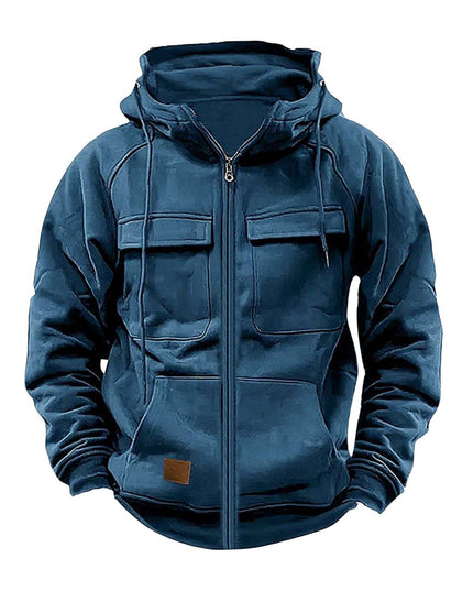 Men's Casual Solid Color Hooded Sweatshirt Jacket