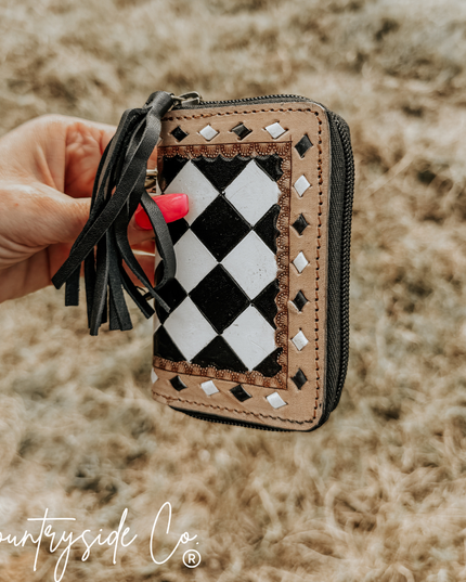 The Sidekick Checkered Mini Wallet Keychain