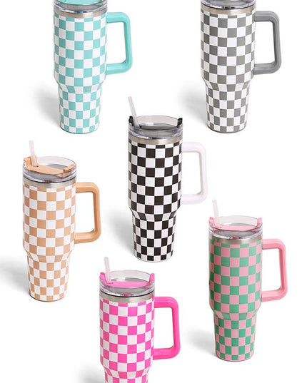Checkered 40oz Handle Tumbler