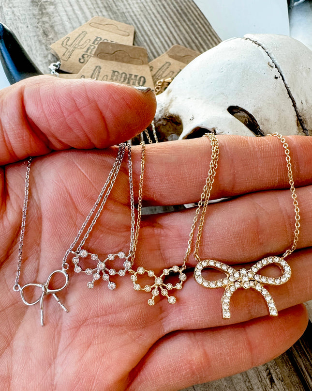 Western Dainty Coquette Bow Necklace