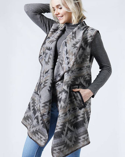 Western Pattern Vest with Pocket