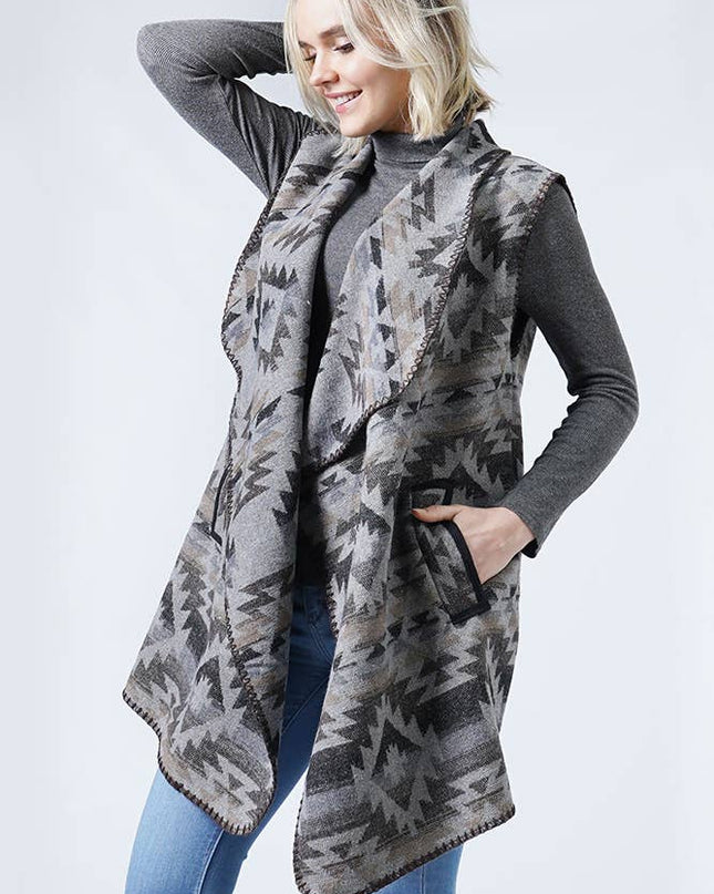 Western Pattern Vest with Pocket