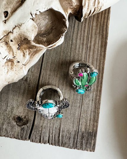 Western Pendant Adjustable Ring - Cactus | Steer 