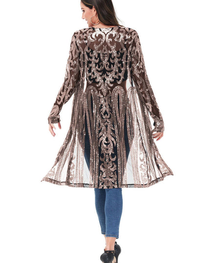 Women's Sparkly Sequin Cardigan Long Sleeve Open Front